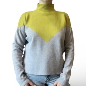 CYNTHIA ROWLEY Cozy Knit Mock Neck Colour-Block Sweater